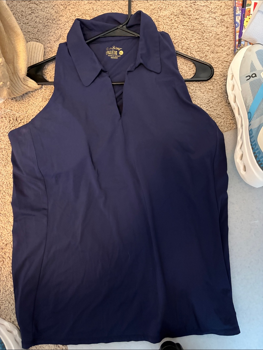 Lilly Pulitzer Sleeveless True Navy Polo Top built in bra  XL LIKE NEW Luxletic